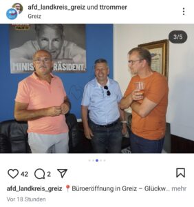 Screenshot Instagram, IWA bei AfD-Büroeröffnunf